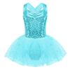 Girls Sleeveless Dance Dress with Shiny Sequins Crisscross Back and Tutu Mesh Skirt