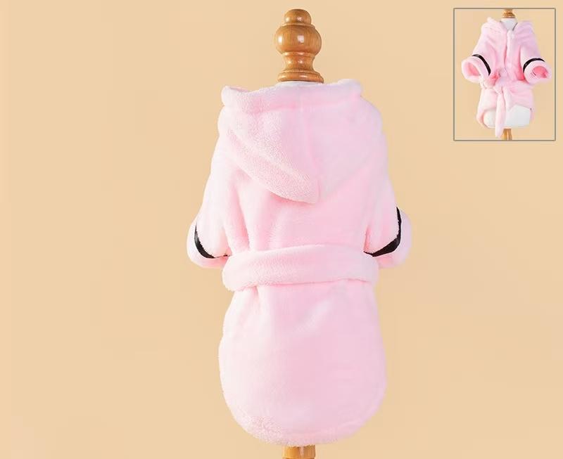 Pet Pajama with Hood Thickened Luxury Soft Cotton Hooded Bathrobe Quick Drying and Super Absorbent Dog Bath Towel