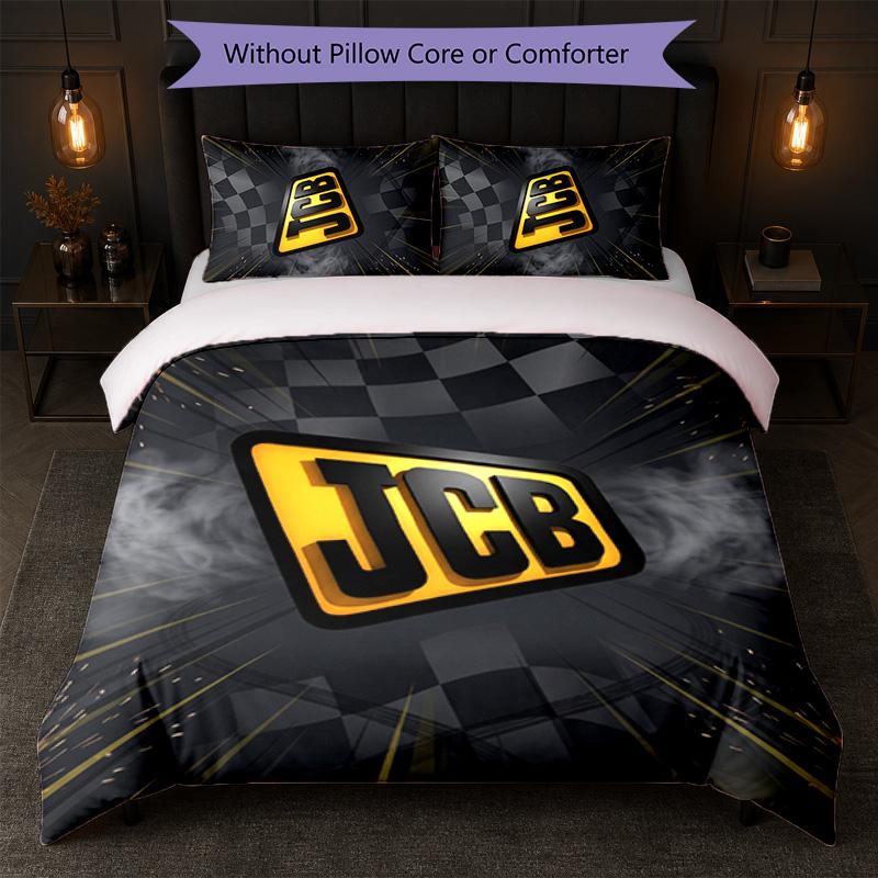 JCB Print 3Pcs Bedding Set Duvet Cover With Two Pillowcases Soft Bed Linen For Household Bedroom