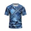 Denim Pattern Men's T Shirt Summrt Short Sleeve O-Neck Pullover Fashion Street Sportwear Oversized Casual Male Clothing Camisa