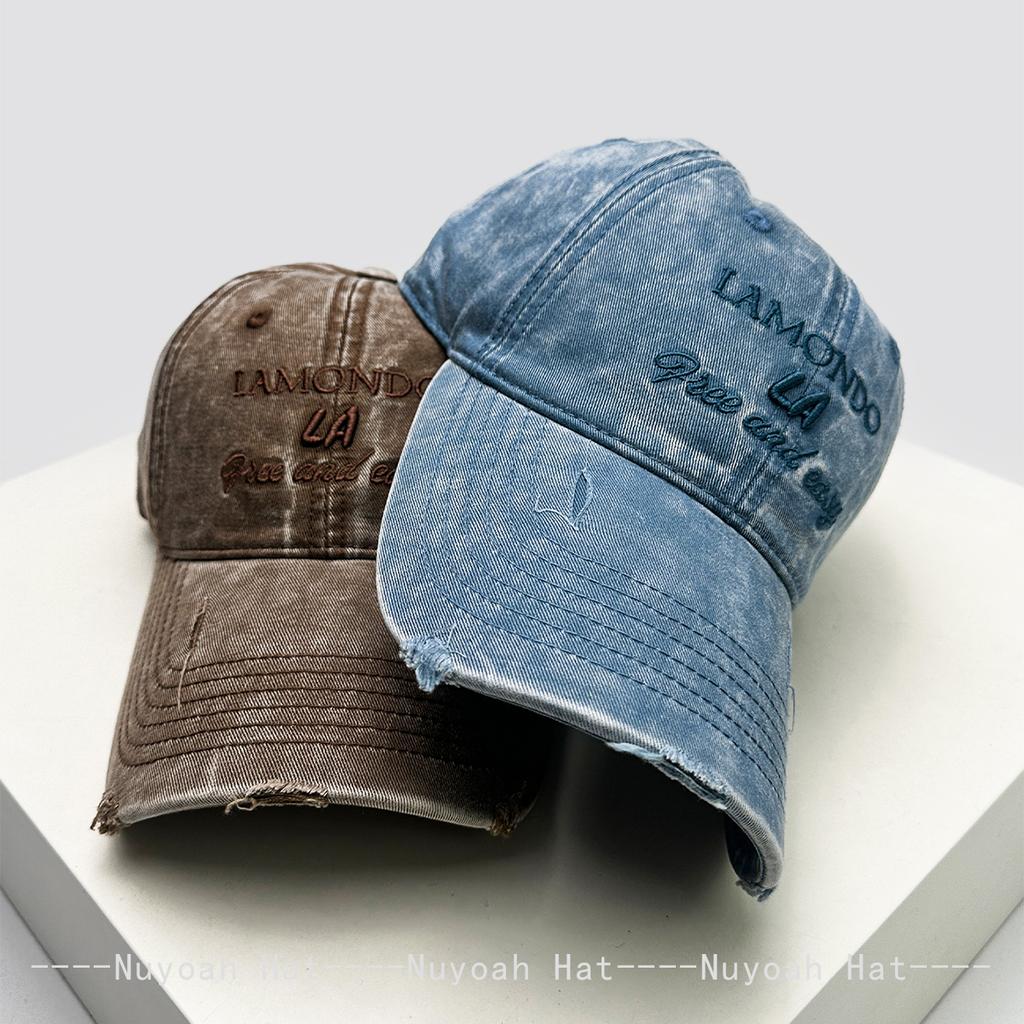 And Women Broken Style Embroidered Letter Prints Baseball Caps Bandhnu Sun Protection Street Style All-Match Distressed Peaked Hats Trendy Ins