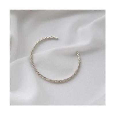 925 Silver Twist Open Bangle Minimal Layered Bracelet
