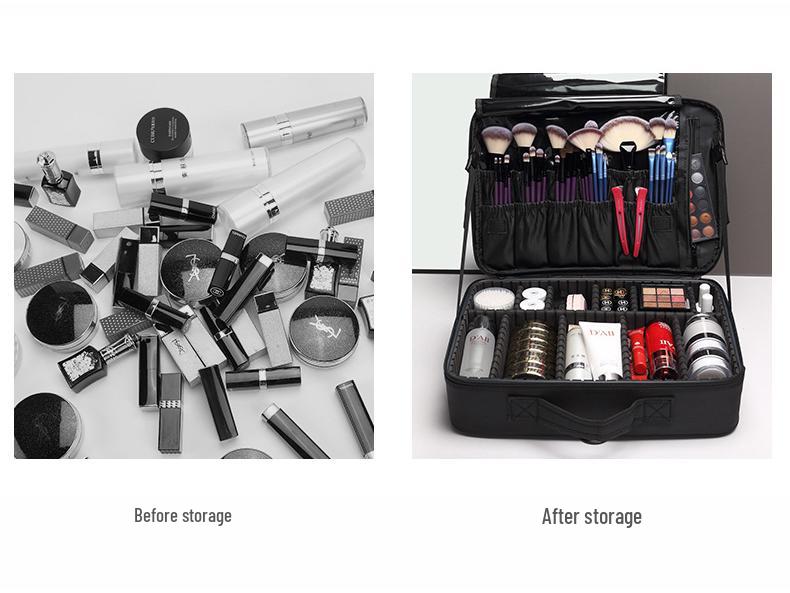Professional Large Capacity Makeup & Nail Art Storage Box with Handheld Compartments