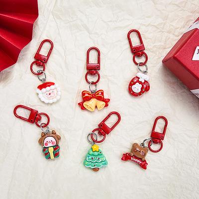 Karikatür Noel Anahtarlık Kolye Sevimli Noel Ağacı Kardan Adam Anahtarlıklar Kawaii Sırt Çantası Dekorasyon Aksesuarları Hediyeler