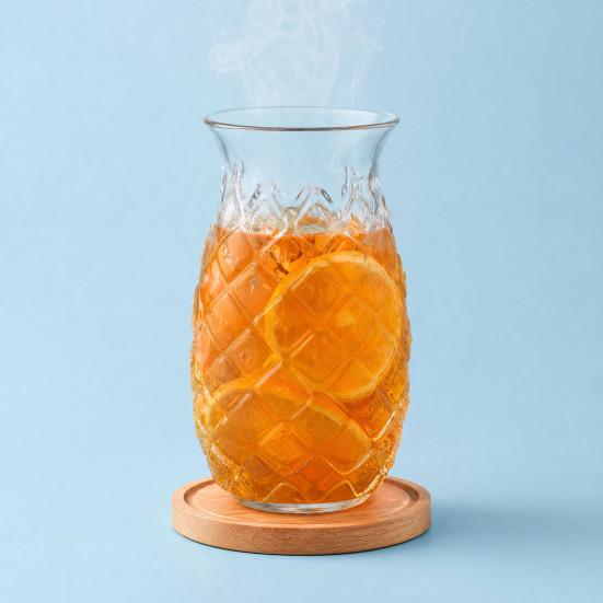 Vaso de Cóctel Forma de Piña 480ml Vaso Grabado para Jugos Bebidas Bar Creativo