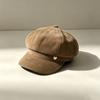 Retro metal bow Bere octagonal hat female autumn and winter face small short brim newsboy hat temperament versatile painter hat