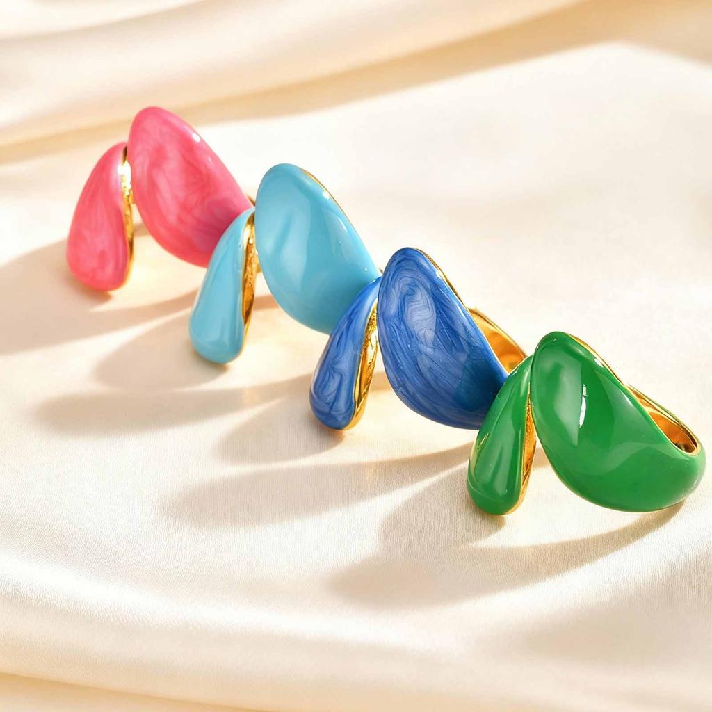 Onregelmatige Geometrische Kleurrijke Emaille Ring voor Vrouwen Gepersonaliseerde Roestvrijstalen Ring Hoge Kwaliteit Creatieve Vinger Sieraden