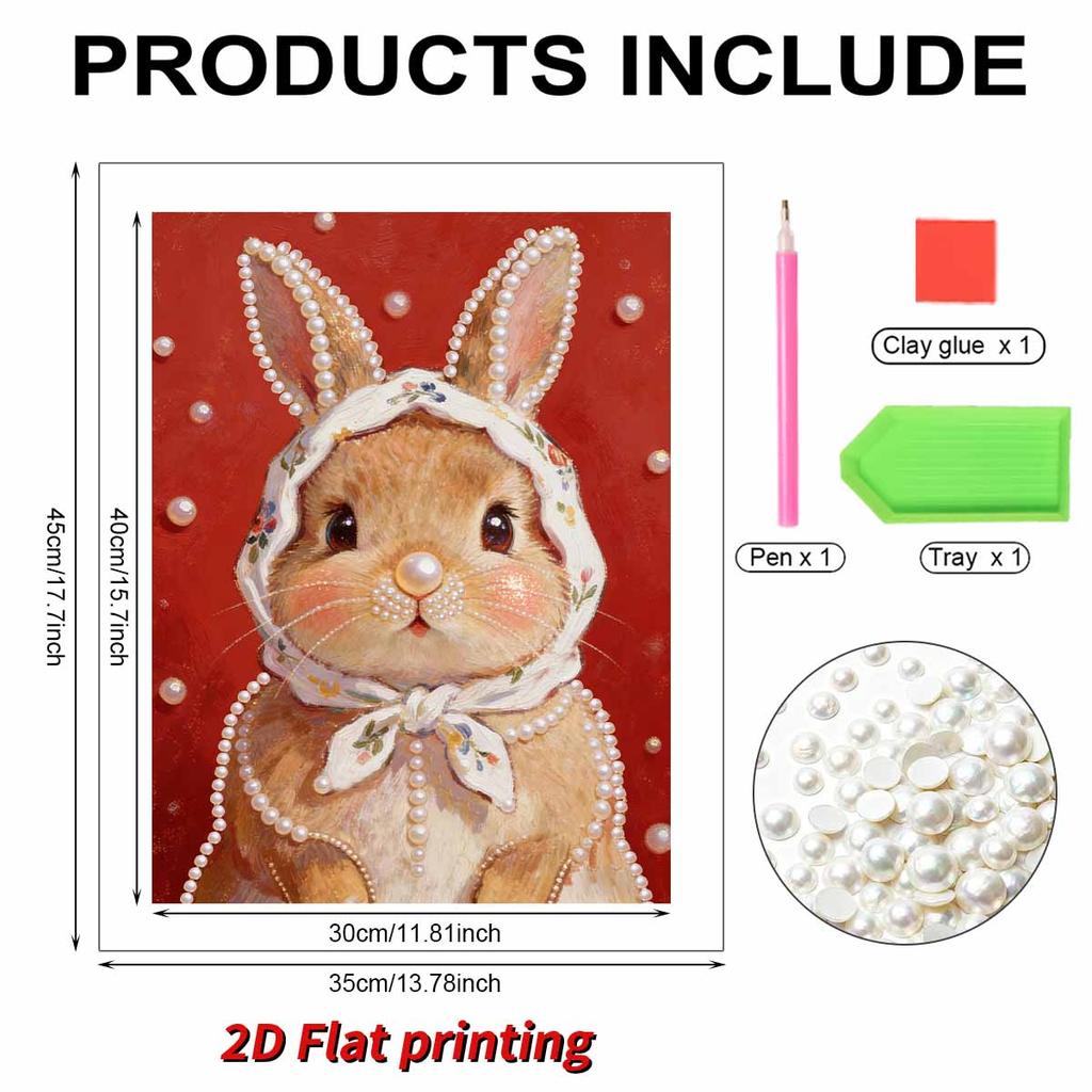 Handmade DIY Pearl Painting Photo of The Little White Rabbit Theme Bedroom Living Room Frameless Diy Handmade Sticky Diamond Creative Canvas Painting