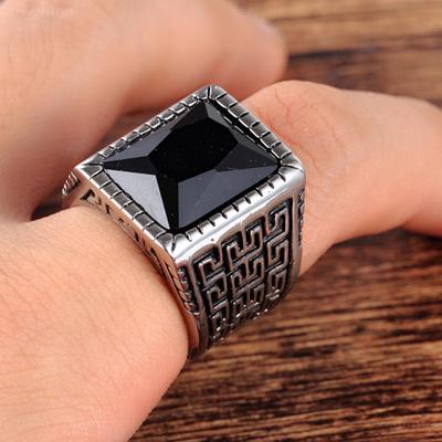 Punk Persoonlijkheid Edelsteen Ringen Mannen Vrouwen Hip Hop Mode Zwart Roestvrij Staal Ring Feest Dominerende Sieraden Cadeau Dropshipping