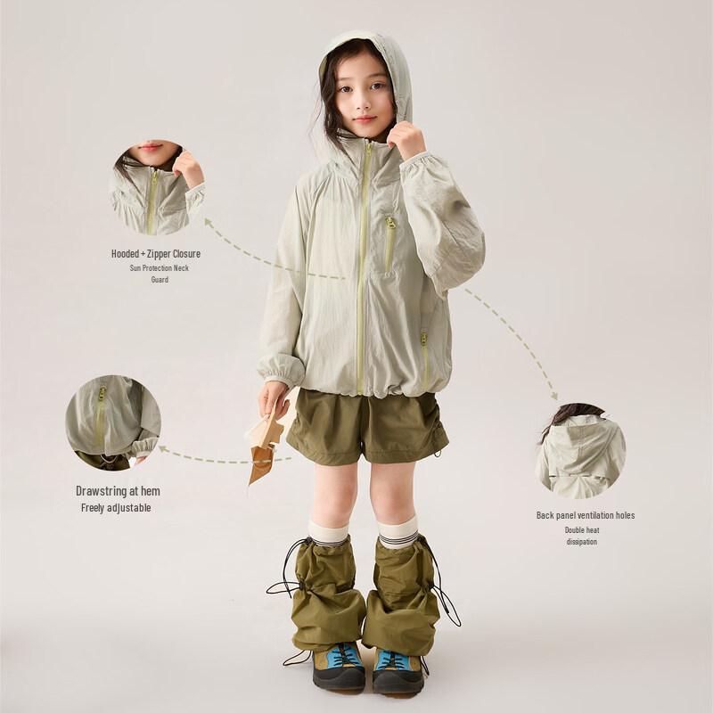 LUSON Girls  Lightweight Summer Hooded Sun Protection Jacket 130
