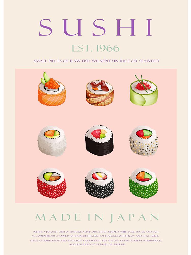 Delicious Food Sushi Pizza Coffee Print Nordic Wall Art Canvas Painting Poster For Kitchen Restaurant Home Decorative Picture