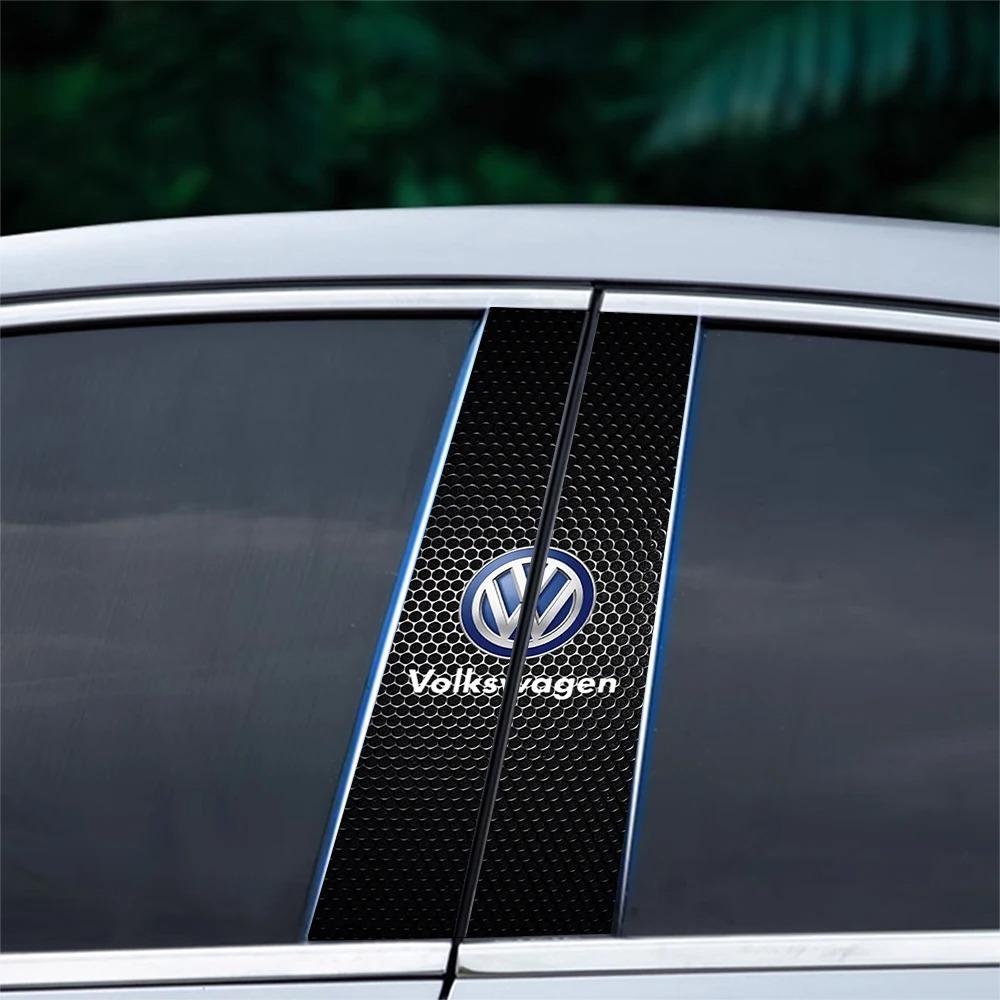 2pc Car B-Pillar Center Column Cover PET Decals Accessorie For VW GTI Polo Golf Passat Scirocco Tiguan Jetta T-ROC Touareg Taigo RA1
