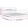 Metal Bed Frame with Headboard and Footboard White 183 x 213 cm