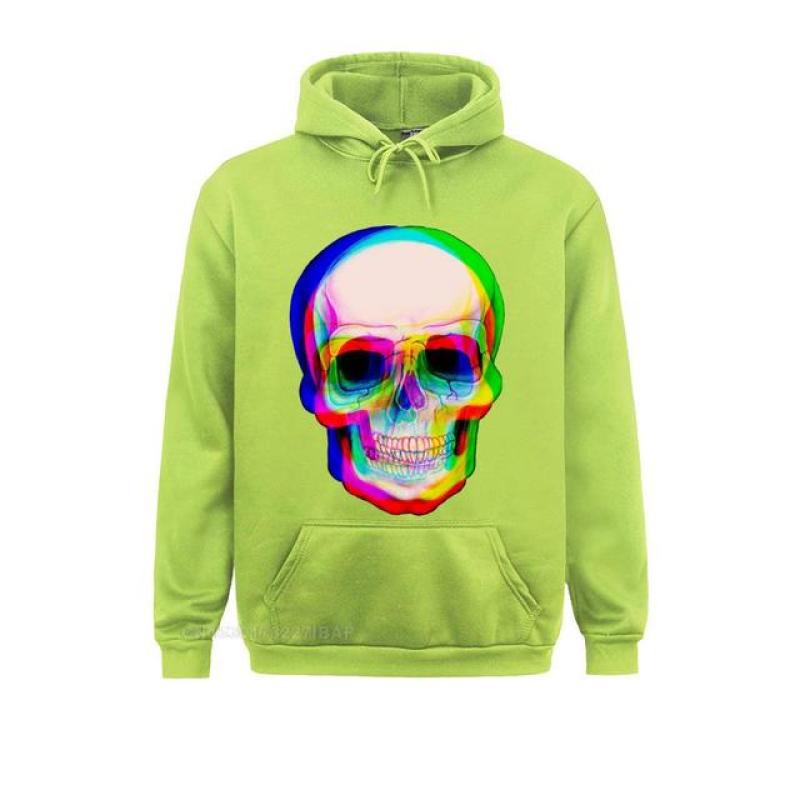 Vaporwave Neon Skull Techno Hipster Hooded Pullover Aesthetic Skull Watercolor Rainbow Space Skull Funny Tshirt For Men Camisa