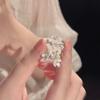 Exquisite Blossoms Rings Adjustable White Flower Open Rings Dainty Accessory