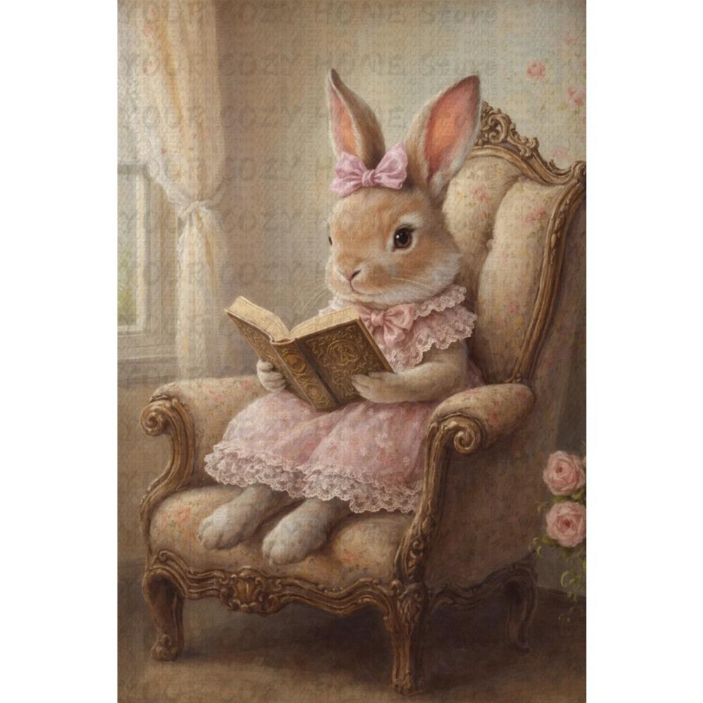 Boho Kaninchen Hase Vintage Poster Rustikaler Hase Cottagecore Druck Leinwandbild Tier Wandkunst Bild Ostern Bauernhaus Dekor