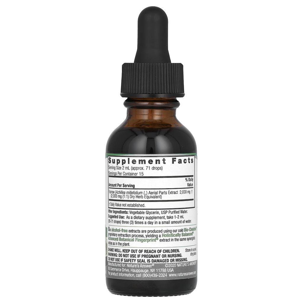 Nature's Answer Western Yarrow Aerial Parts, Alcohol Free, 2,000Mg, 30Ml(1Fl Oz)