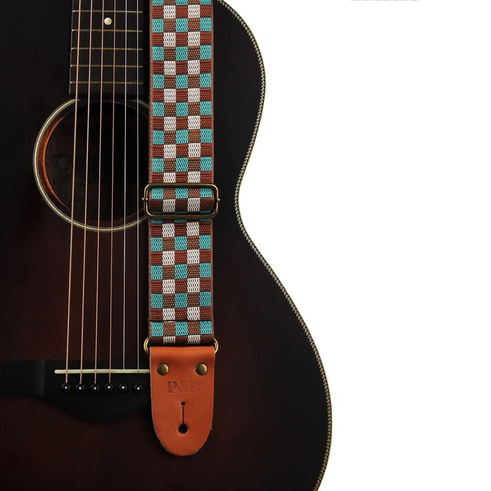 Adjustable Guitar Strap Tartan Plaid Guitar Shoulder Strap Durable Acoustic Guitar Belt  Bass Strap