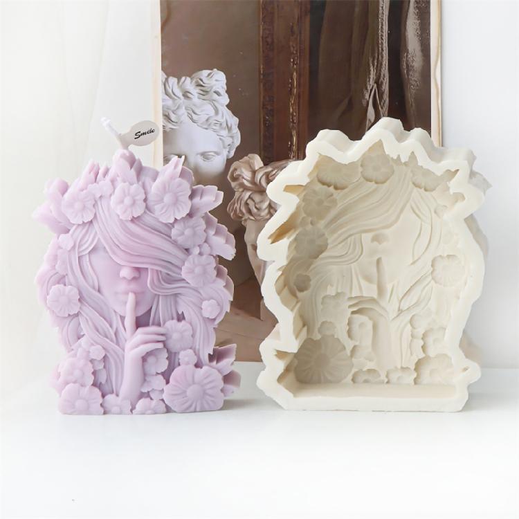 Reusable Candle Silicone Molds Beautiful Floral Girl Shaped Candle Crafting Mold