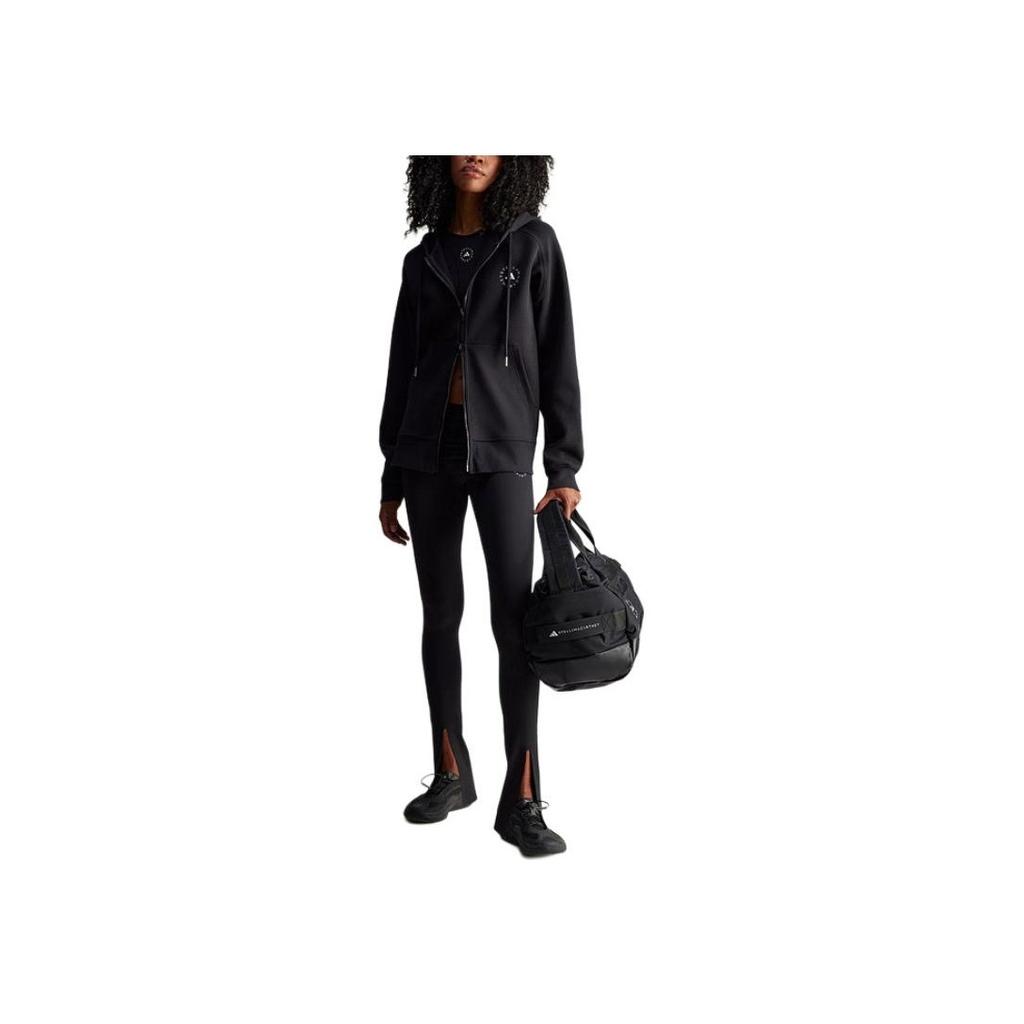 Adidas Stella McCartney Full Zip Hooded Solid Color Loose Comfortable Long Sleeve Jacket Women Jacket Black JF6337