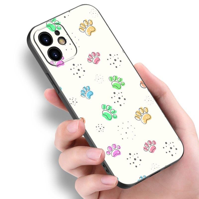 Beste Freunde Hundepfote Handyhülle für Apple iPhone 14 13 12 Mini 11 Pro Max 7 8 XR X XS 7 8 Plus SE 2020 2022 Schwarze Hülle