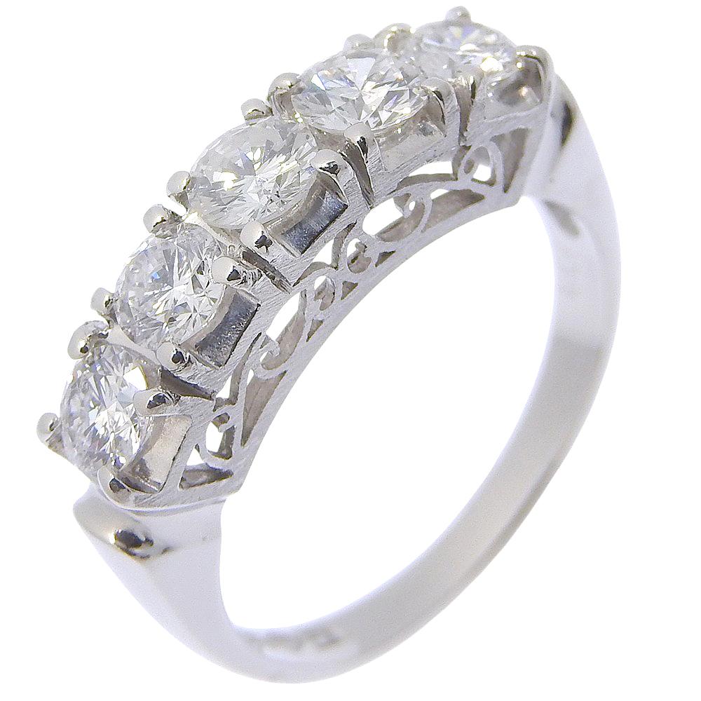 

One character Ring 5P Pt900Platinum/diamond #5.8(US Size) One character 5.2g Women Used