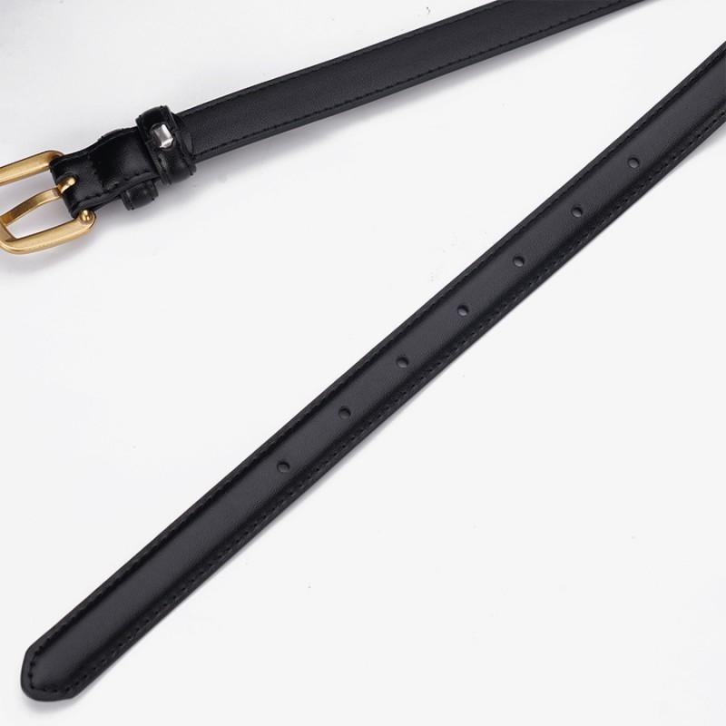 Womens Genuine Leather Skinny Belt Jeans Skirts Trousers Minimalist Fashion Accessory