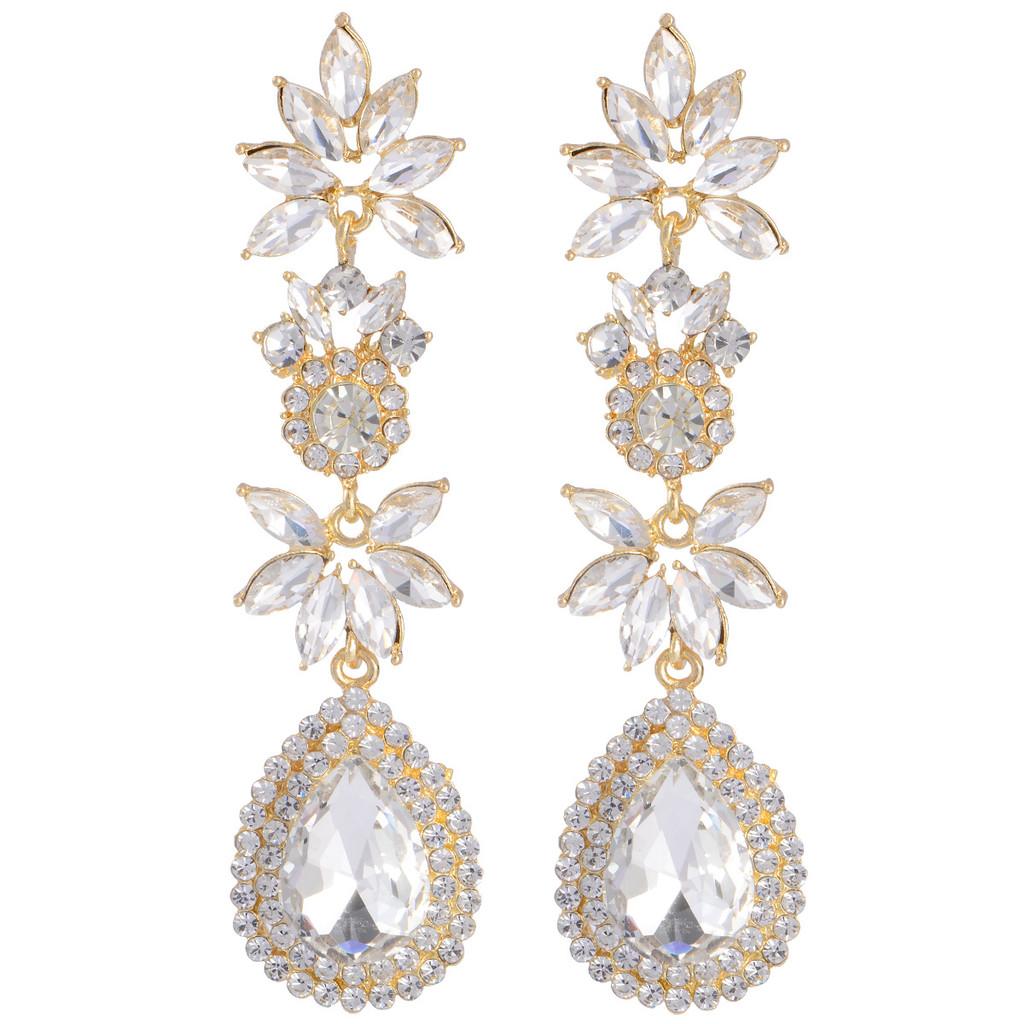 Geometric Water Drop Earrings For Women With Crystal Silver Needle For Wedding Fashion