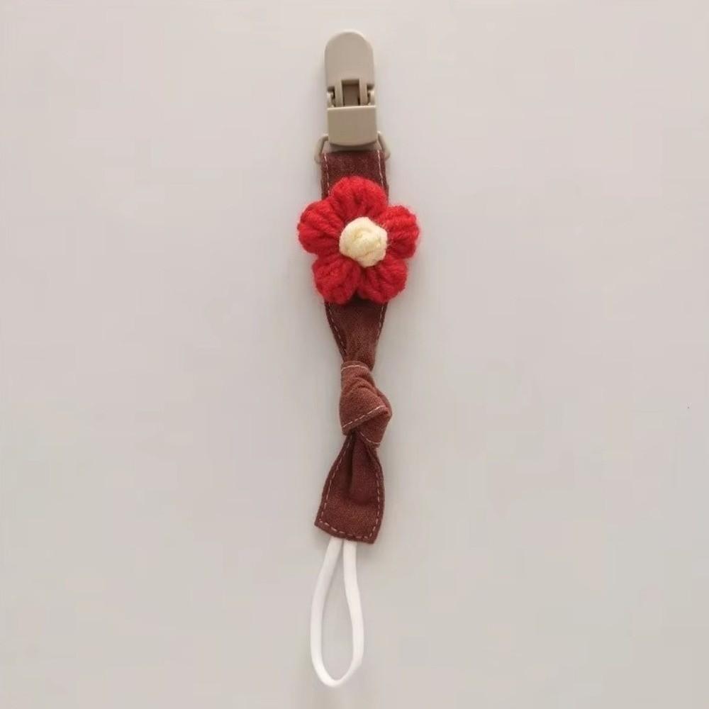 Plaid Flower Dummy Nipple Holder Plastic Embroidery Pacifier Clips Charm Baby Pacifier Chain Girls