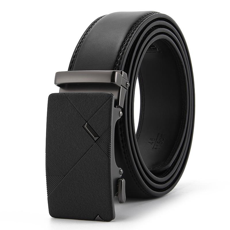 Frosted Automatic Buckle Edge Two-Layer Cowhide Belt, Business And Leisure Men'S Trendy Belt