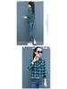 2025 Women's Korean Style Plaid Slimming Shirt - Casual Long Sleeve Print for Spring & Autumn Students