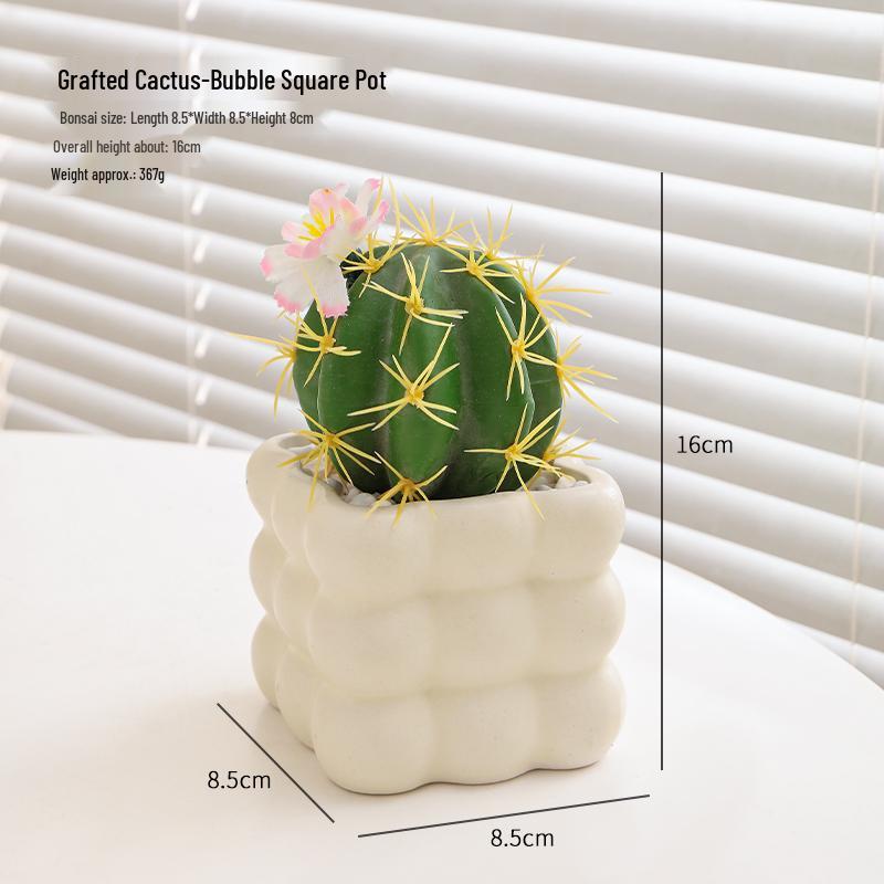 Small Indoor Potted Succulent - Artificial Green Plant Ornament for Home, Office, or Desktop Decor