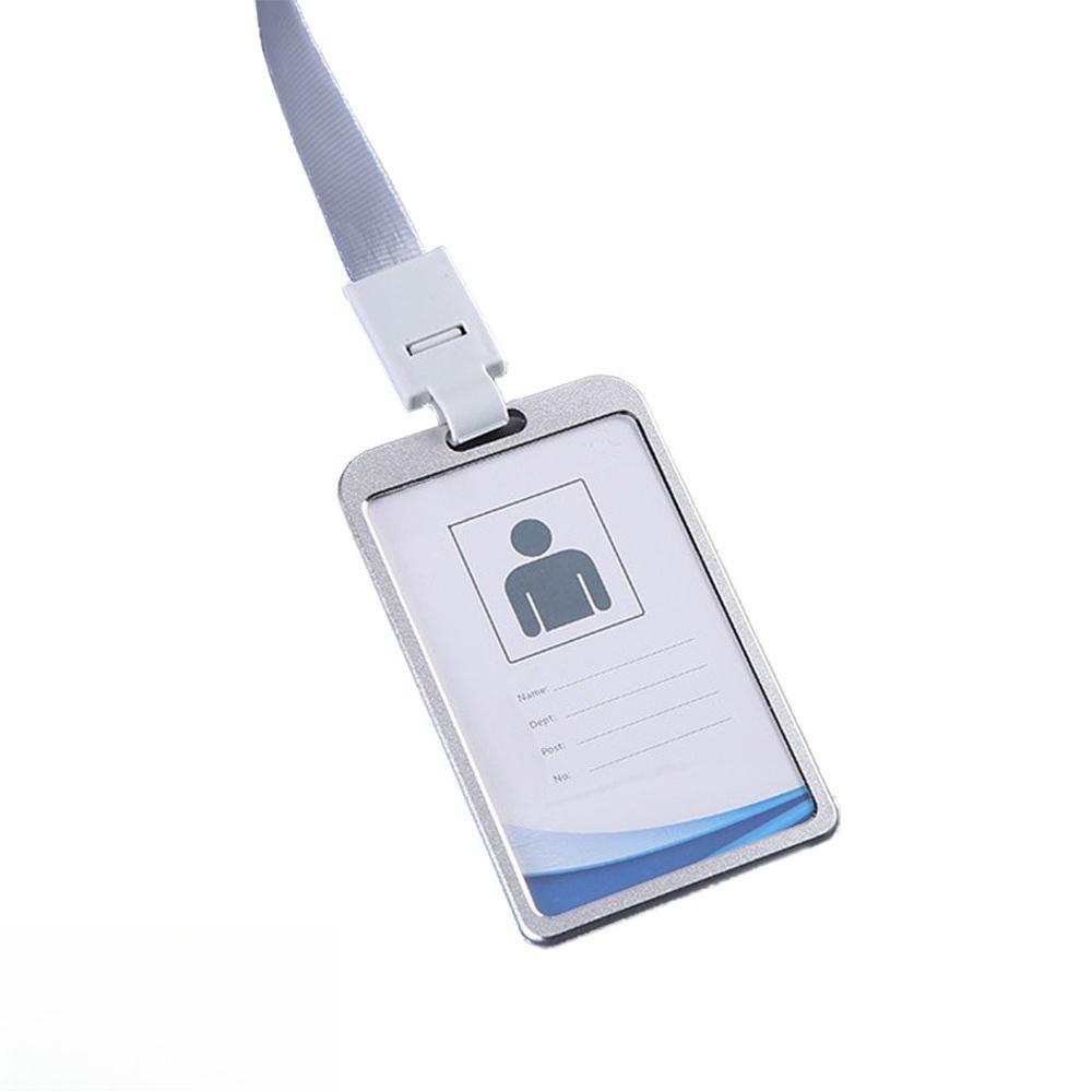 Vertical ID Name Card Case Aluminum Alloy Business Card Badge Holder Lanyard Strap Stonego Company Office Supplies