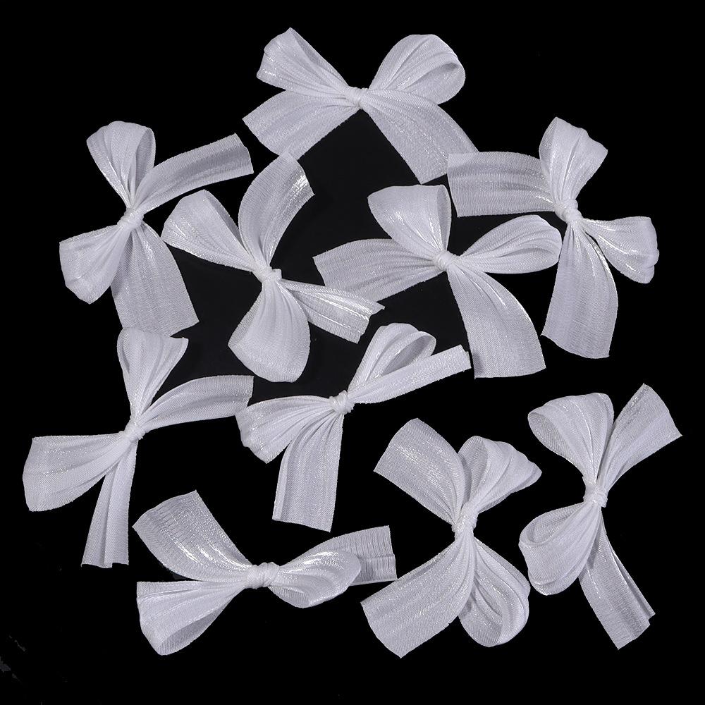 10Pcs/Lot 4x5.5cm Pearlescent Satin Ribbon Fold Bows Decoration Bow Small Bowknot Gift Flower Wedding Bow For Craft Handwork DIY