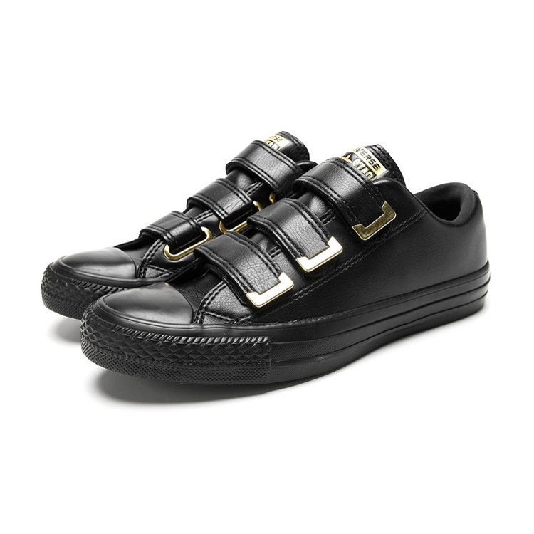 Converse All Star Ctas 3V Ox Slip Resistant Durable Lightweight Low Top Skate Shoes Women Sneakers Black Gold 559906C