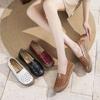 New summer soft leather hole shoes soft sole breathable shoes flat sole single shoes comfortable hollow sandals