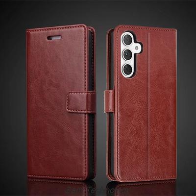 Samsung Galaxy A56 5G için Kart Tutucu Kapak Deri Kılıf Pu Deri Kapaklı Retro Cüzdan Kılıf İş Capa Fundas Coque