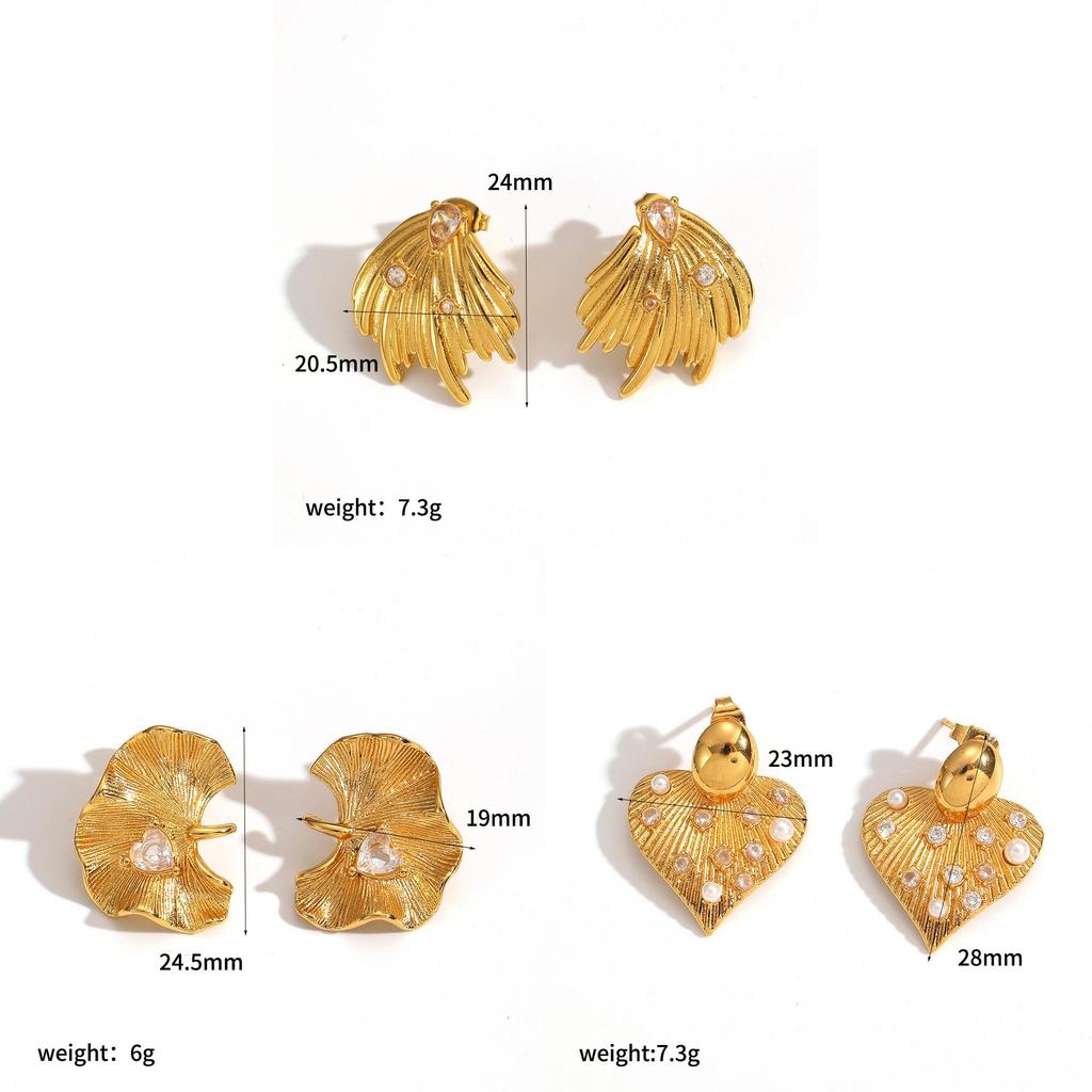 Französische Retro-Perlenohrringe mit Herzform und PVD-Gold-Finish für Damen-Stil-Accessoire