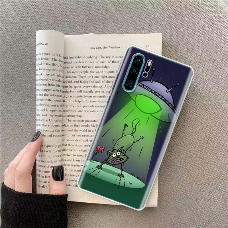 UFO Alien Cat universe Phone Case For Huawei P50 Pro P10 P20 P30 P40 Lite Cover Mate 40 30 20 10 Lite Capa Shell