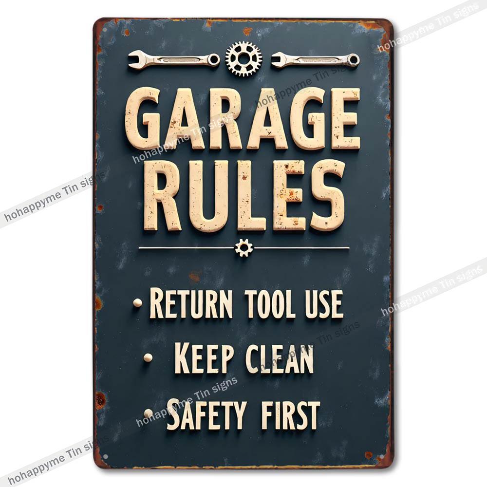 Garage Metal Tin Sign Wall Art Plaque Retro Vintage Auto Repair Shop Decor Man Cave Mechanic Tire Service Bar Pub Decoration