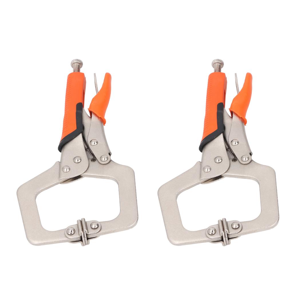 2Pcs Locking C Clamp Pliers Set Heavy Duty Woodworking Face Clamp with Rotating Pads for Welding   Hole Joinery