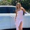 Rochie de petrecere bodycon Allurite Decolteu cu volană Coapsă despicată Detaliu înfășurat ținută de cocktail de seară