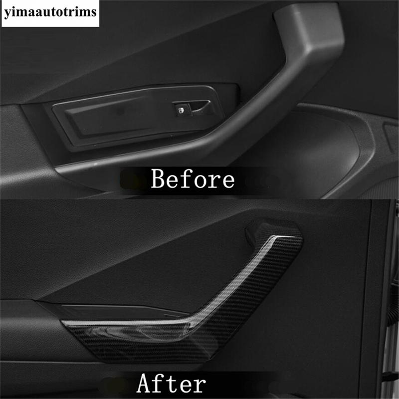 Car Inner Door Armrest Handle Molding Strip Cover Trim Carbon Fiber Interior Accessories For Volkswagen T-Roc T Roc 2018 - 2025