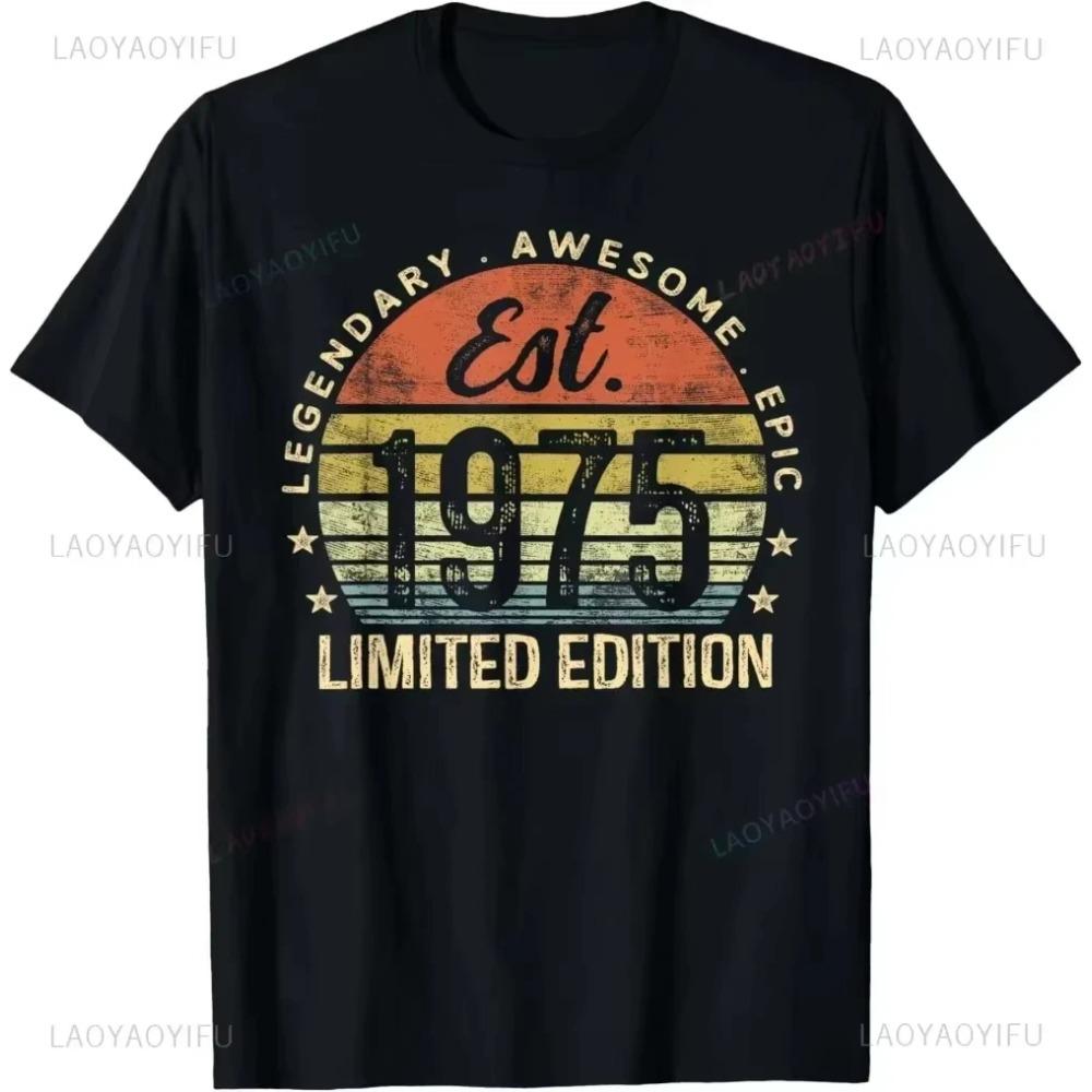 50th Birthday Gifts Women 50 Years Old Vintage 1975 Party T-Shirt Men Women Clothing Streetwear Graphic T Shirts Tops