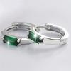 CAOSHI Fashion Gold Color/Silver Color Hoop Earrings for Women Green Geometric Cubic Zirconia Accessories Metallic Party Jewelry
