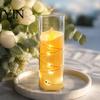 Realistic Flickering Candles for Christmas Flameless LED Candles, Battery Operated Acrylic Pillar with Embedded Wedding Table Centerpiece String, Fake