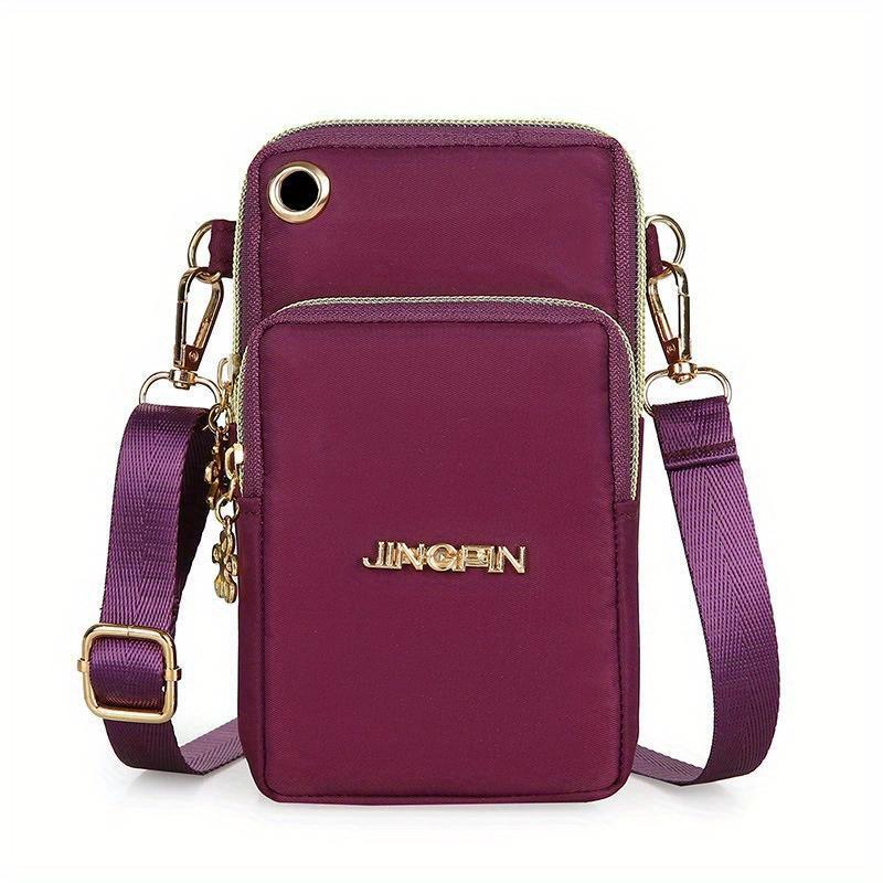 Mobile Phone Bag Women's Crossbody Mini Bags Fashion Solid Color Coin Bag Neck Hanging Shoulder Bag 3 Layer Wallet
