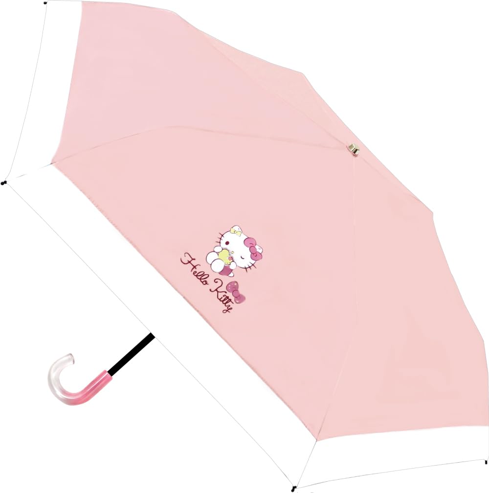 Planning Sanrio Hello Kitty Sun and Rain 6 UV Manual Folding Umbrella for Sun and Rain Umbrella for Rainy Season Authentic Product J's Two-Tone