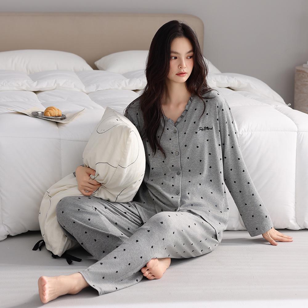 Women's Spring & Autumn Modal Pajama Set: Cardigan, Long Sleeve, Loose Fit, Plus Size