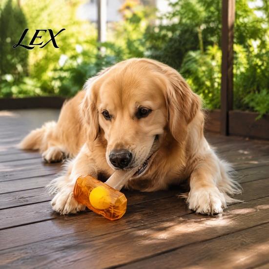 Indestructible Dog Toys 2Pcs Squeaky Hammer with Tennis Ball Inside, Interactive Fetch Toys, Puppy Teething Rubber Chew Toy for Medium Large